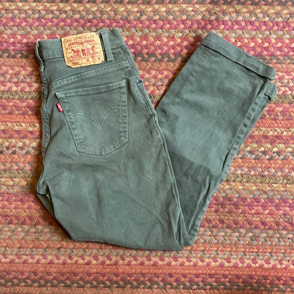 LEVIS 550 ARMY GREEN RIPPED KNEE DENIM PANTS